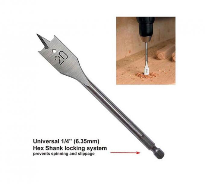 Spade Tip Drill Bit For Wood Drilling Holes , Hex Shank Spade Bit