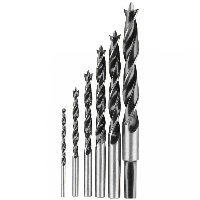 Brad Point Wood Drill Bits Straight Shank For Soft Wood / Hard Wood