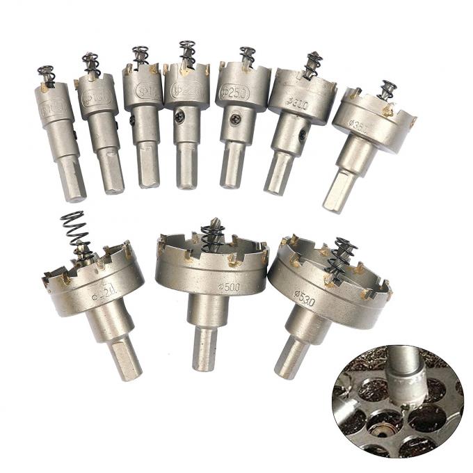 Silver Color 10pcs TCT Hole Saw Cutter Set For Stainless Steel Cutting
