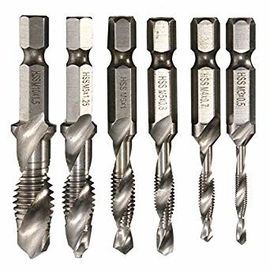 6pcs 1/4&quot; Hex Shank HSS Twist Tap Drill Bit Set M3-M10 For Drilling Tapping Cutting