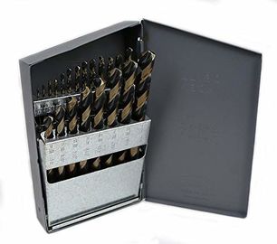 21pc HSS M2 Drill Bit Set 1/64-1/2in Black Gold Finish Steel Box