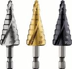 Hex Shank HSS Step Drill Bits With Titanium Coated Spiral Flute Inch Size