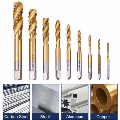 M12 Titanium Coated Spiral Flute HSS Machine Taps DIN371