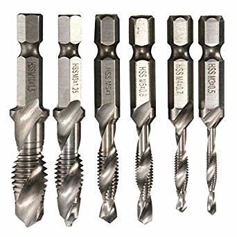 6pcs 1/4&quot; Hex Shank HSS Twist Tap Drill Bit Set M3-M10 For Drilling Tapping Cutting