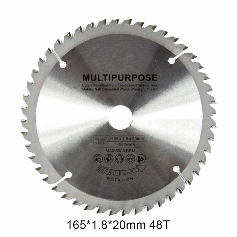 Multipurpose TCT Woodworking Circular Saw Blade 165mm 48 Teeth For Cutting Metal