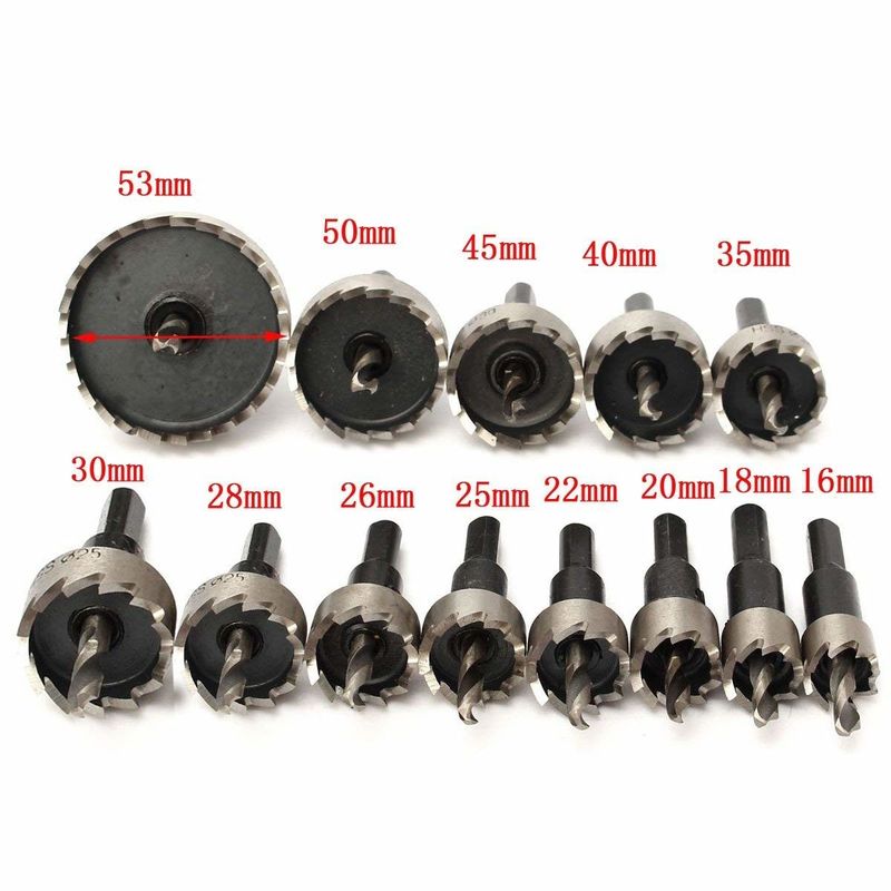13pcs High Speed Steel Hole Saw For Stainless Steel Cutting 5/8&quot;- 2 1/9&quot;