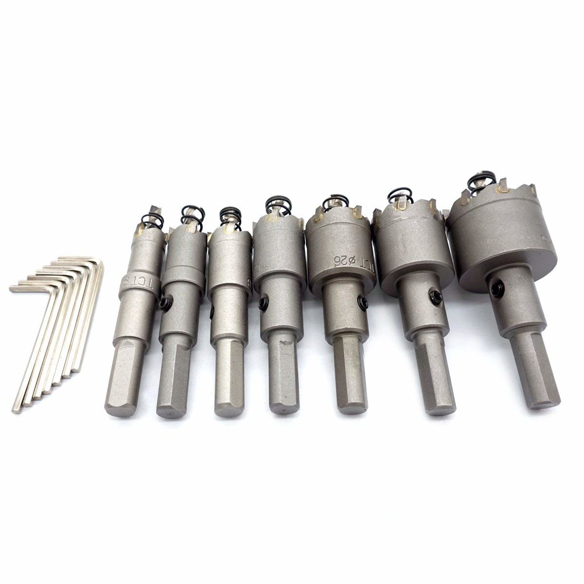 14mm35mm Tungsten Carbide Tipped Hole Saw Drill Bit Set 7pcs Silver Color