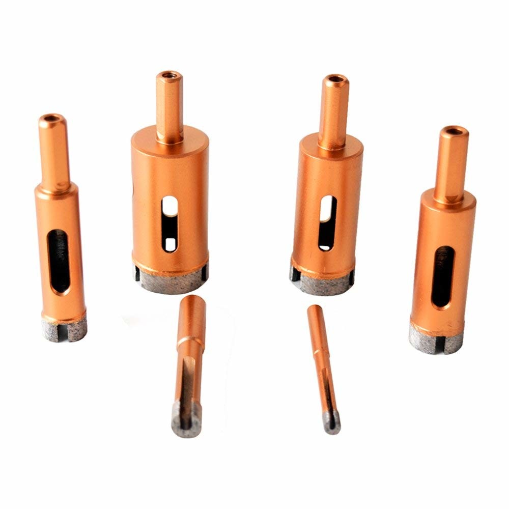6mm 30mm Diamond Core Bit / Diamond Tip Hole Saw 6pcs Set Orange Painting