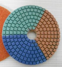 Tripple Color Wet Diamond Polishing Pads For Concrete / Marble 3-5 Inches