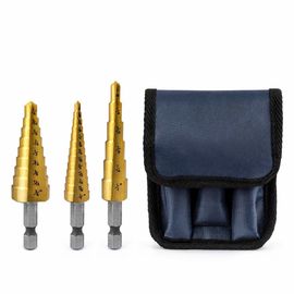 3Pc Titanium HSS Step Drill Bit Set Hex Shank 1/8-3/4 inch