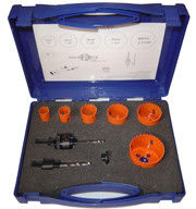 Orange Color Bi Metal Hole Saw Kit 9 Pieces , Metal Hole Cutting Tools